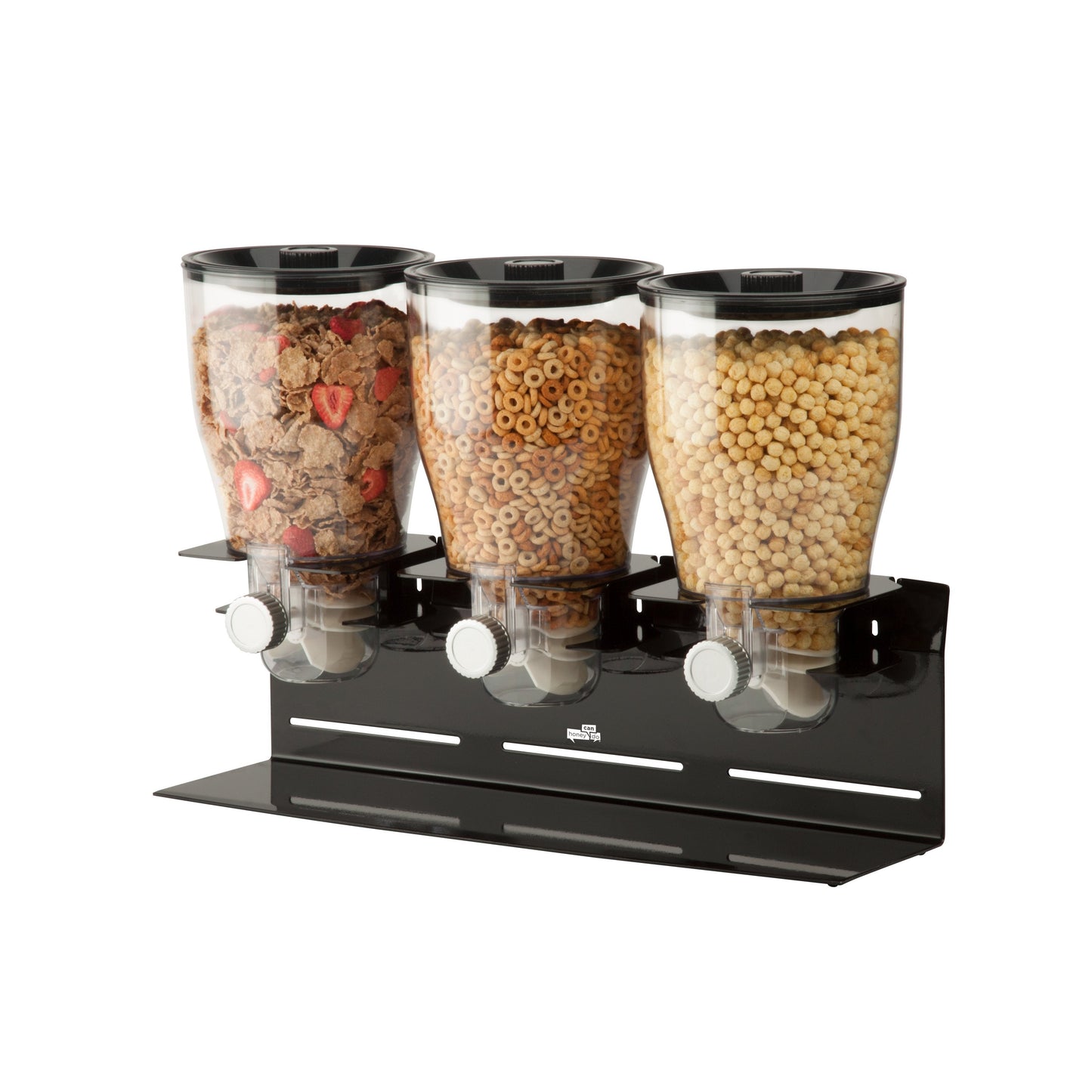 Black Triple Canister Commercial Cereal Dispenser