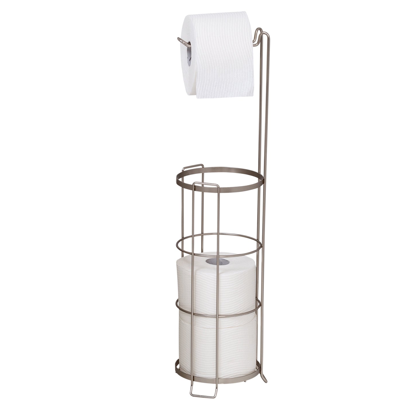Satin Nickel Wire Freestanding Toilet Paper Holder and Dispenser