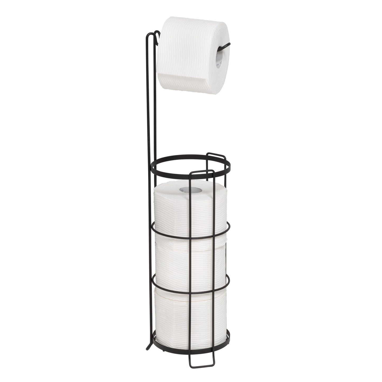 Black Wire Freestanding Toilet Paper Holder and Dispenser