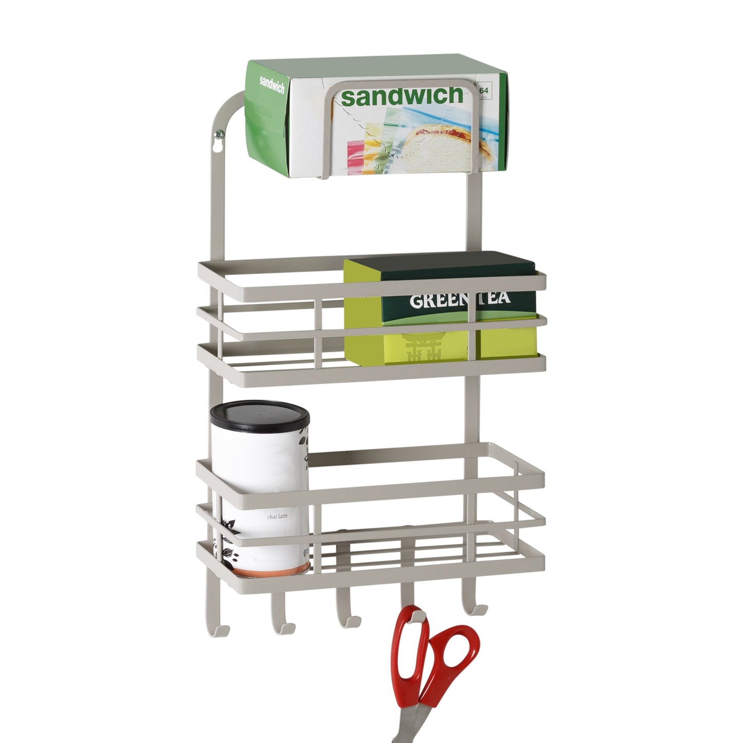 Gray 3-Tier Over-the-Door Kitchen Organizer with Hooks