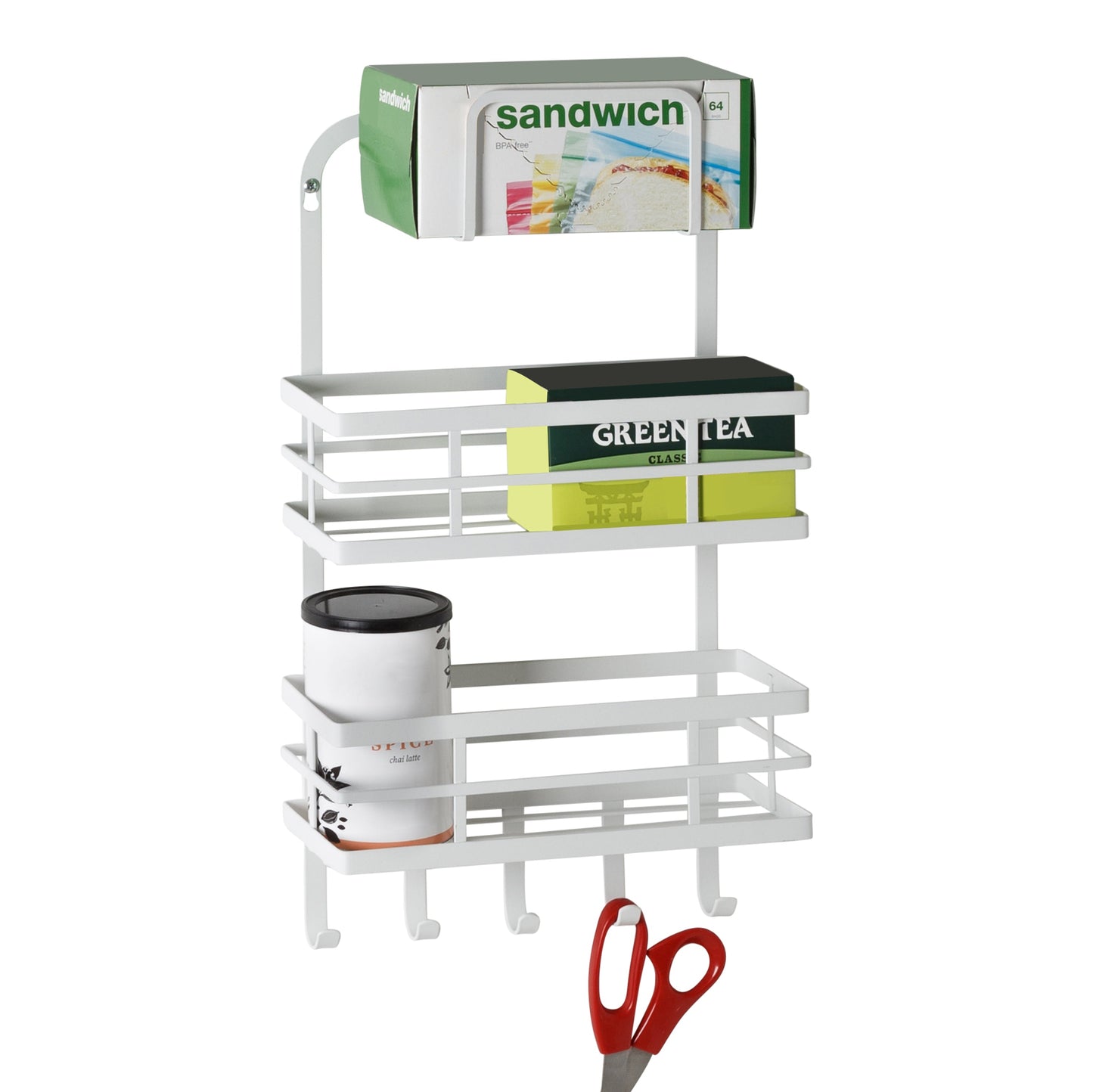 White 3-Tier Over-the-Door Kitchen Organizer with Hooks