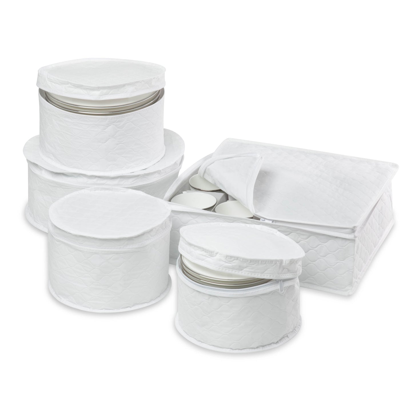 White 5-Piece Dinnerware Storage Set