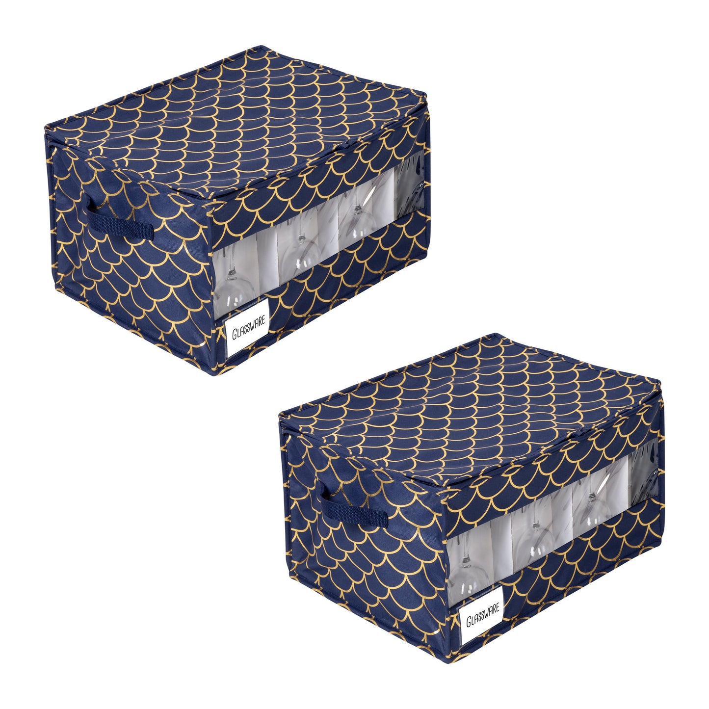 Navy/Gold Stemware Storage Boxes (2-Pack)