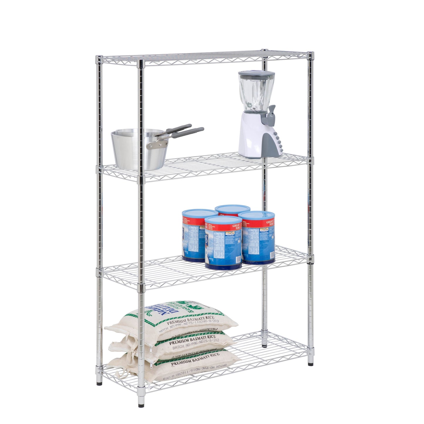 Chrome 4-Tier Heavy-Duty Shelving Unit with 250-lb Weight Capacity