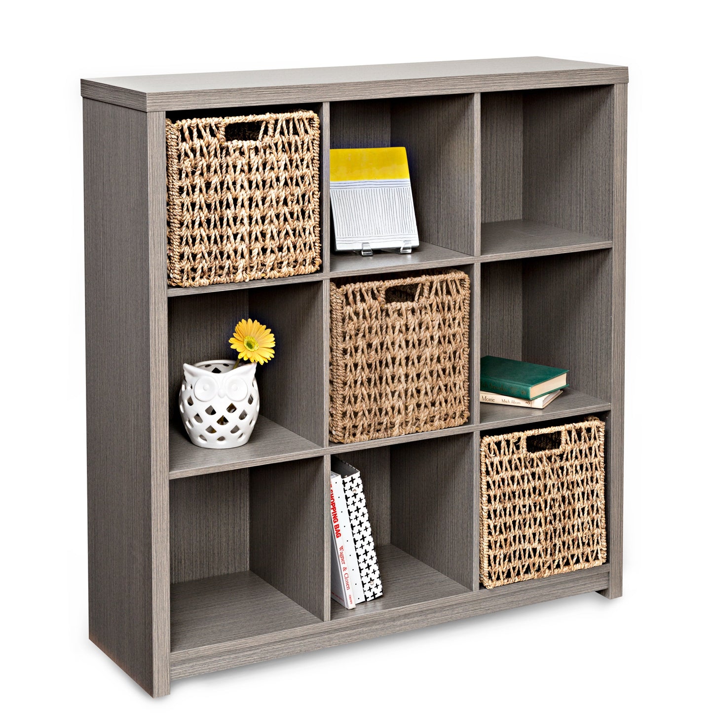 Gray Laminate 9-Cube Organizer