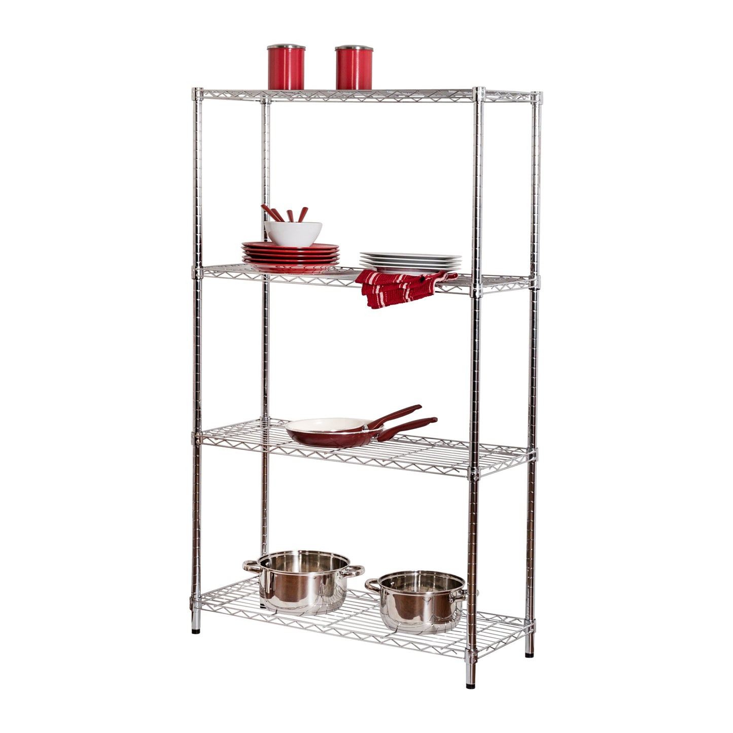 Chrome 4-Tier Heavy-Duty Shelving Unit with 200-lb Shelf Capacity
