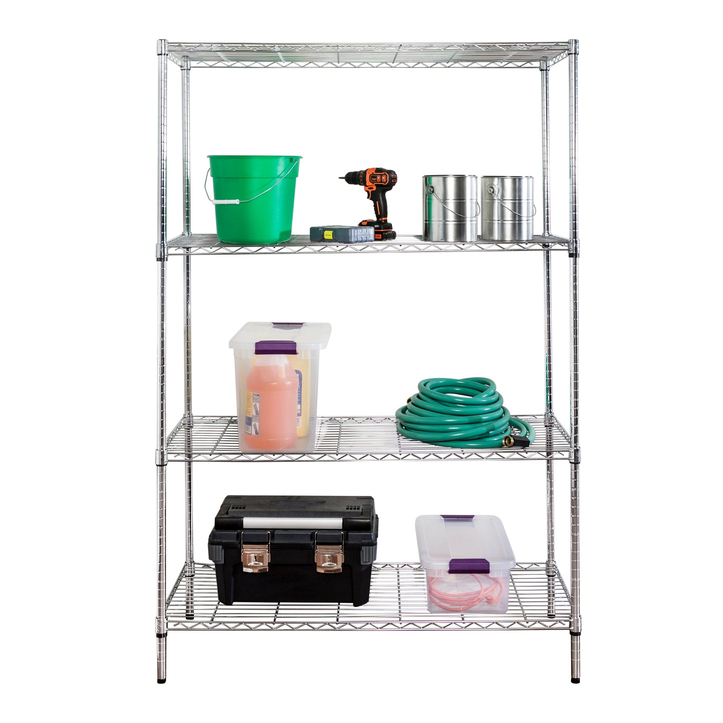 Chrome 4-Tier Adjustable Shelving Unit with 350-lb Per-Shelf Capacity