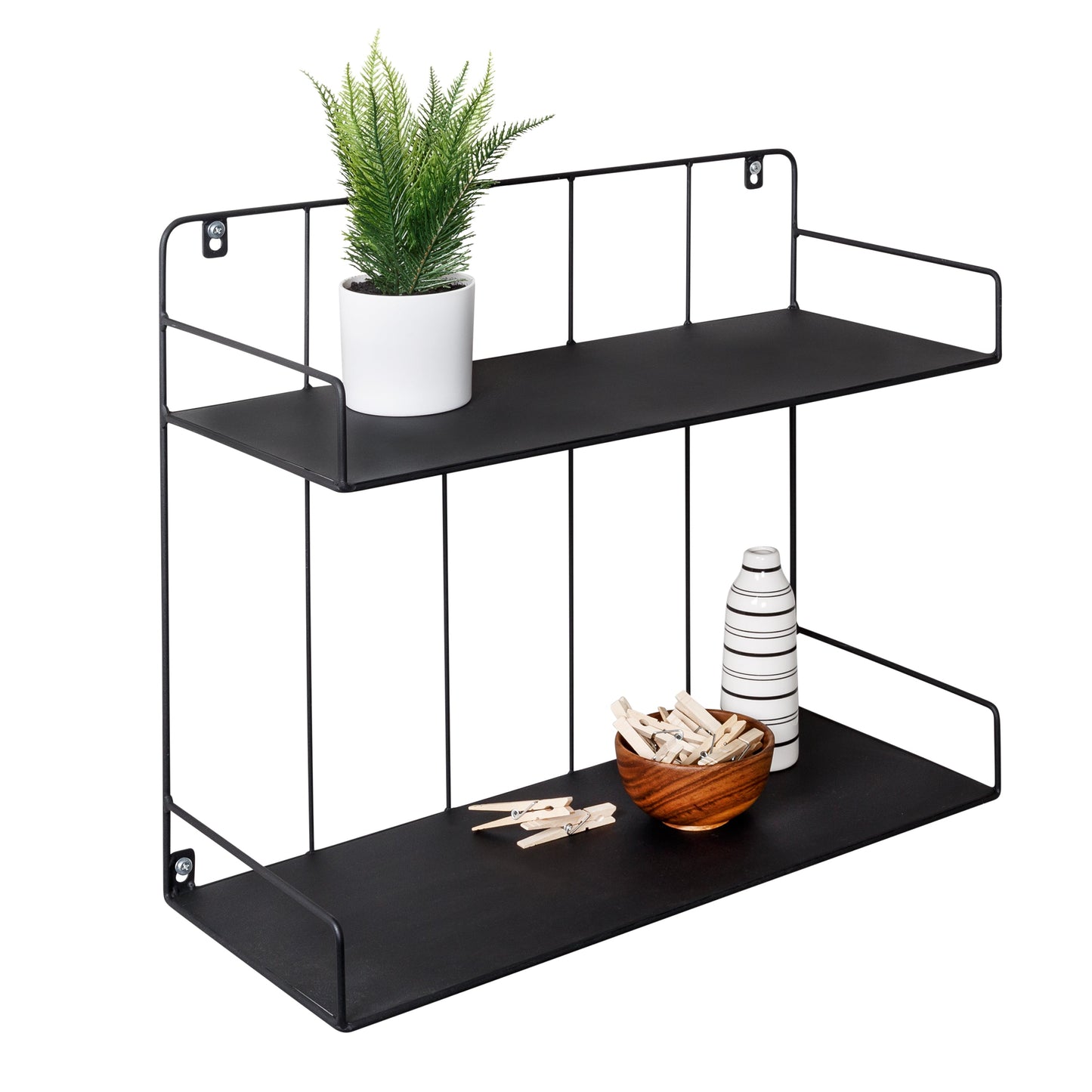Black 2-Tier Metal Accent Shelf