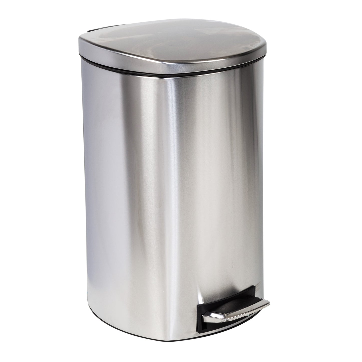Silver 50L Stainless Steel Soft-Close Step Trash Can with Lid