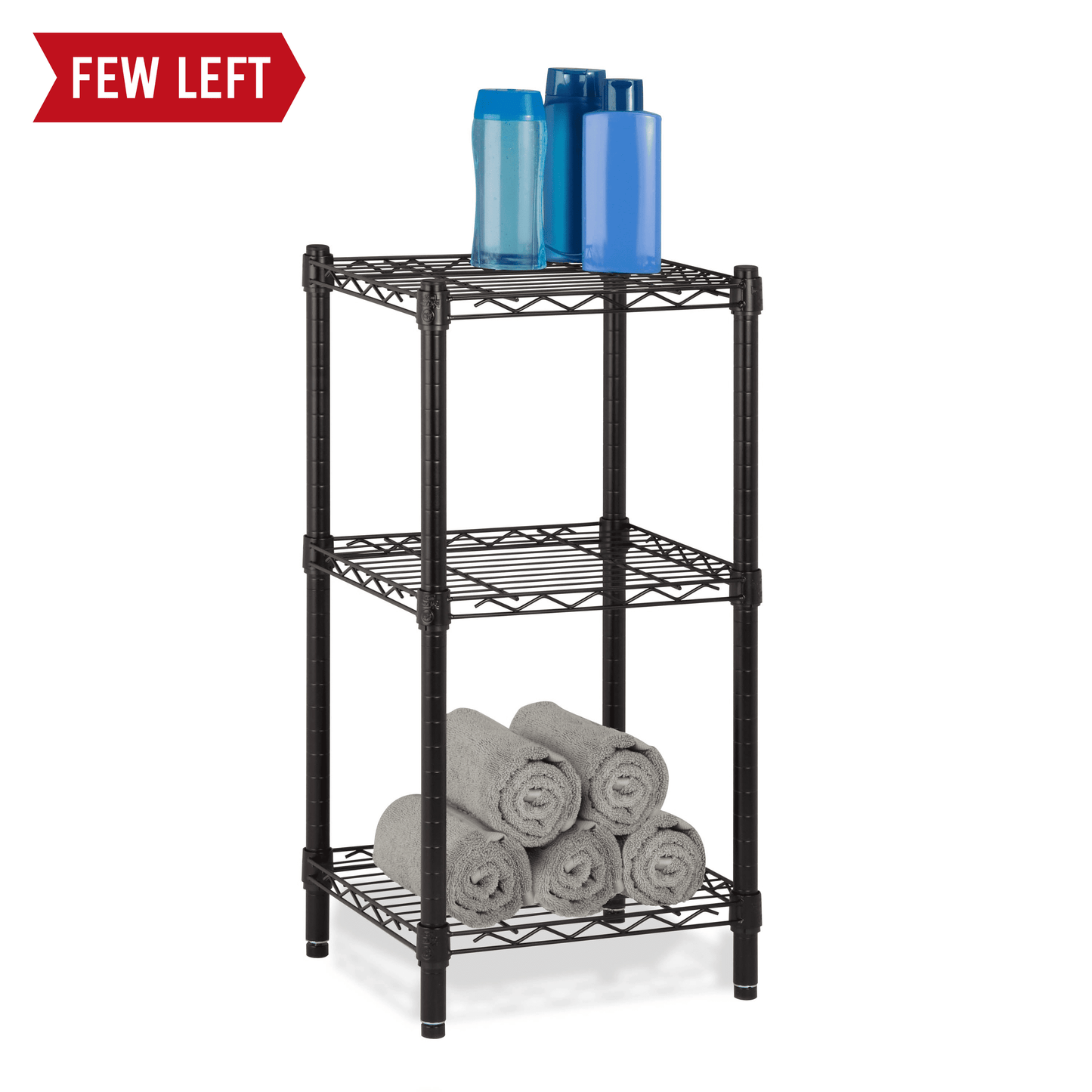 Black 3-Tier Small Adjustable Shelving Unit