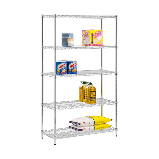 Chrome 5-Tier Adjustable Shelving Unit with 800-lb Shelf Capacity