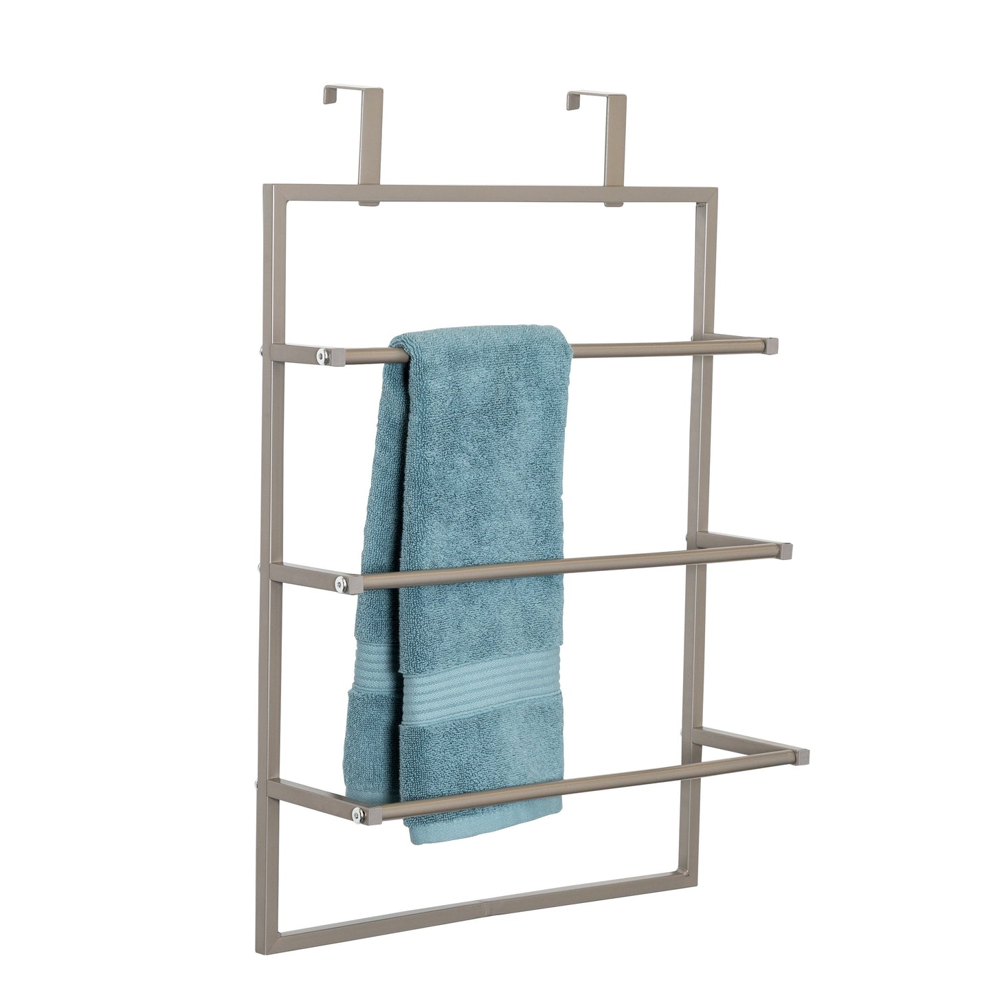 Satin Nickel 3-Tier Over-The-Door Towel Rack