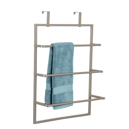Satin Nickel 3-Tier Over-The-Door Towel Rack