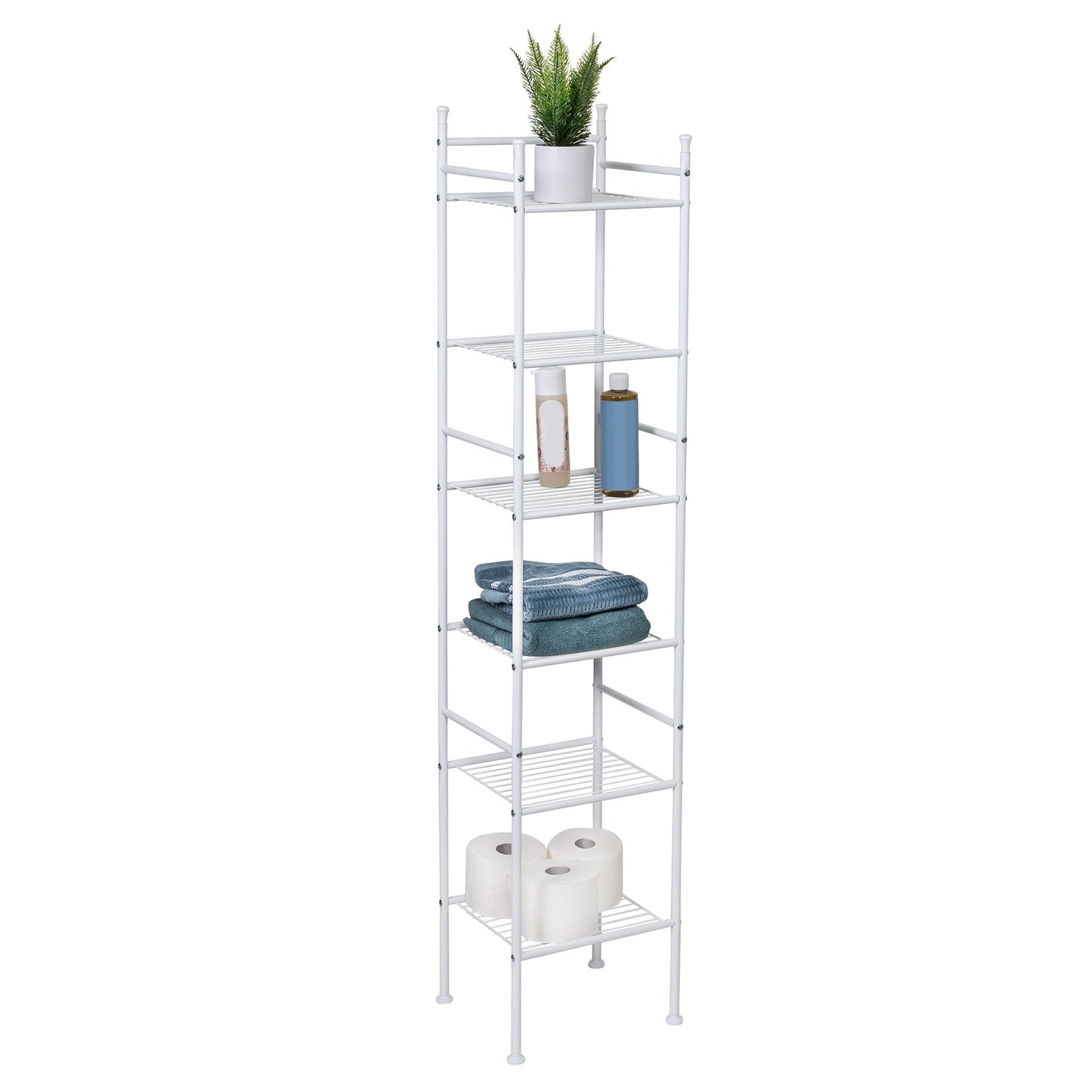 White 6-Tier Bath Storage Shelving Unit