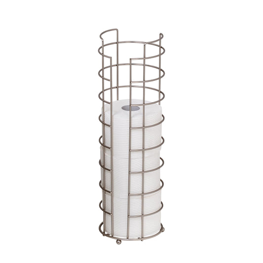 Satin Nickel Cage Wire Freestanding 4 Roll Toilet Paper Holder