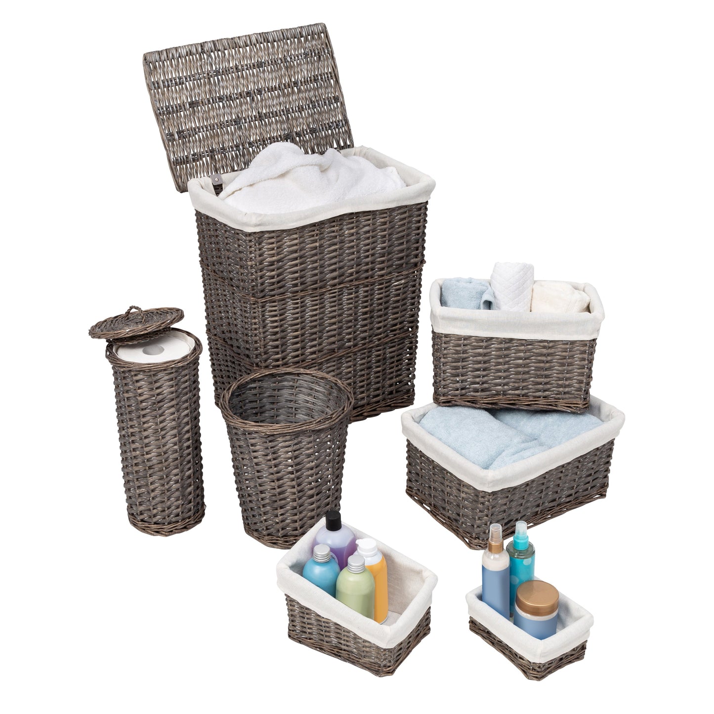Gray Split Willow 7-Piece Woven Storage Basket Set