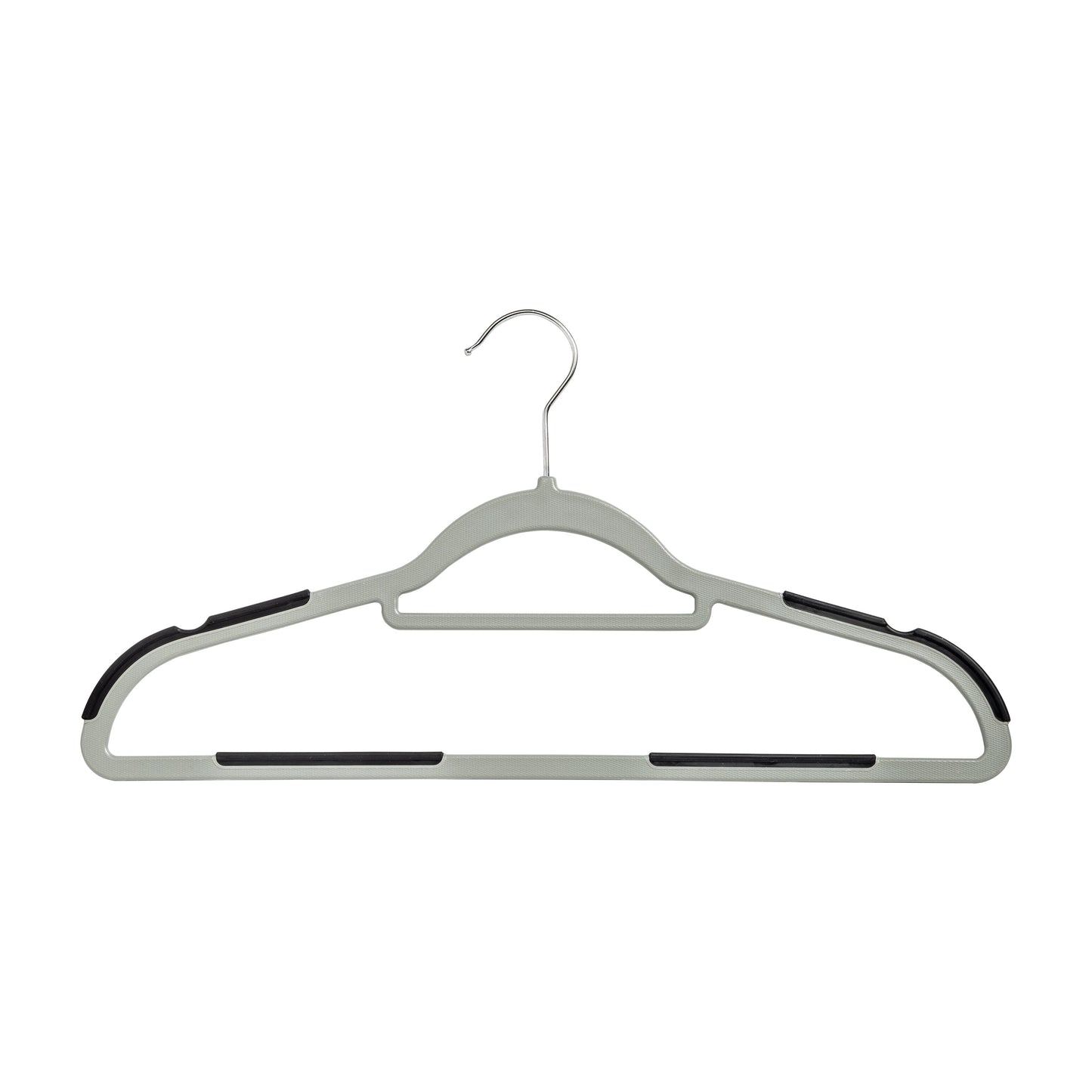Gray/Black Slim Plastic Hangers with Anti-Slip Rubber Grips