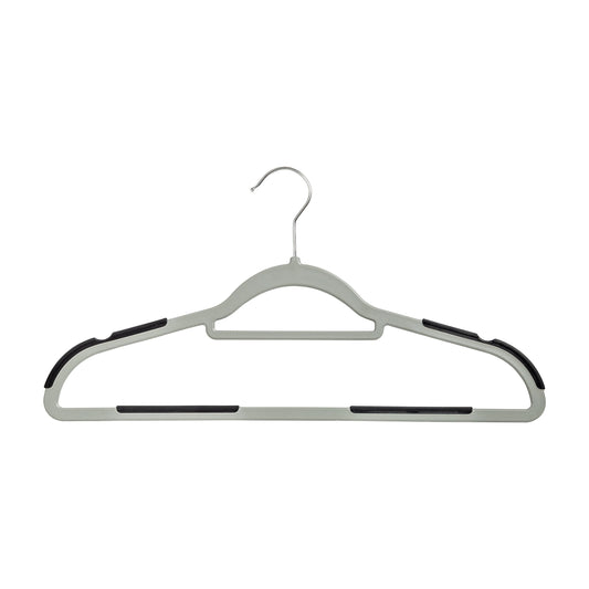Gray/Black Slim Plastic Hangers with Anti-Slip Rubber Grips