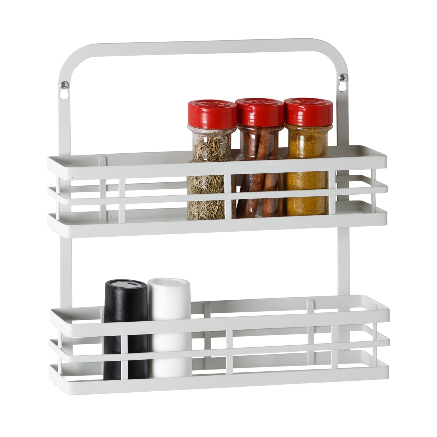 White 2-Tier Modern Over-the-Door Spice Rack