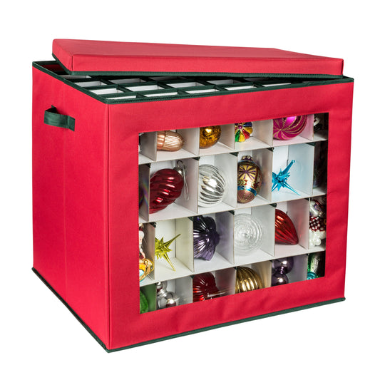 Red 120-Cube Ornament Storage Box