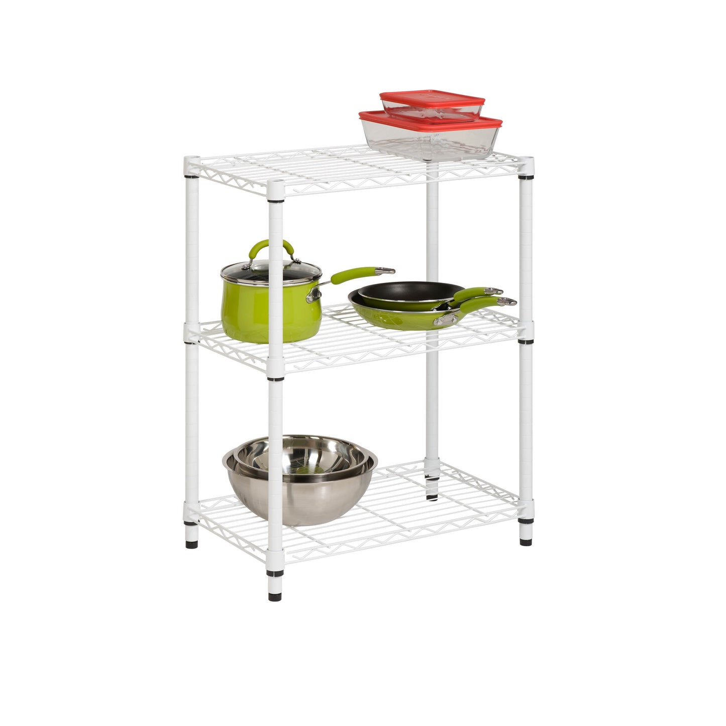 White 3-Tier Heavy-Duty Shelving Unit with 250-lb Weight Capacity