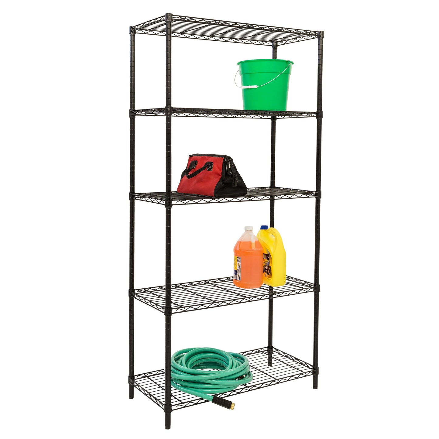 Black 5-Tier Heavy-Duty Shelving Unit With 350-lb Shelf Capacity