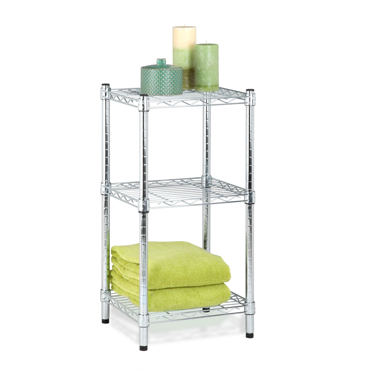 Chrome Small 3-Tier Adjustable Storage Shelving Unit