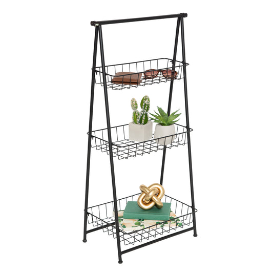 Black 3-Tier Folding A-Frame Storage Caddy
