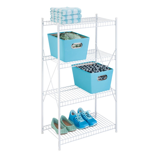 White Steel 4-Tier Storage Shelf