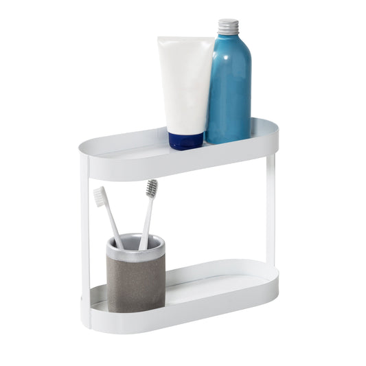 White 2-Tier Metal Bath Counter Organizer
