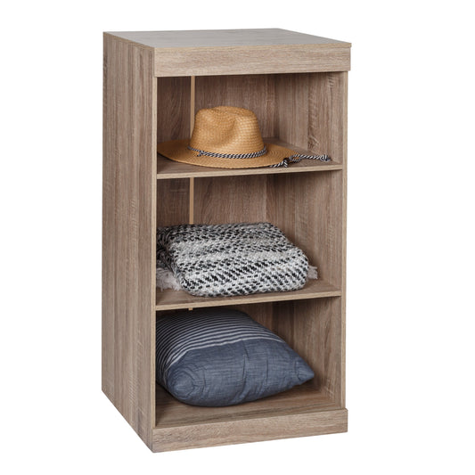 Brown 3-Tier Stackable Shelf Organizer with Anti-Tip Hardware