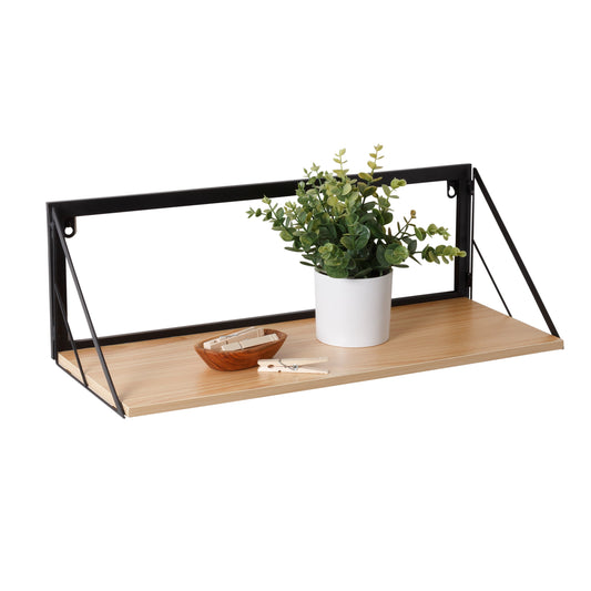 Black/Maple Large Modern Floating Shelf
