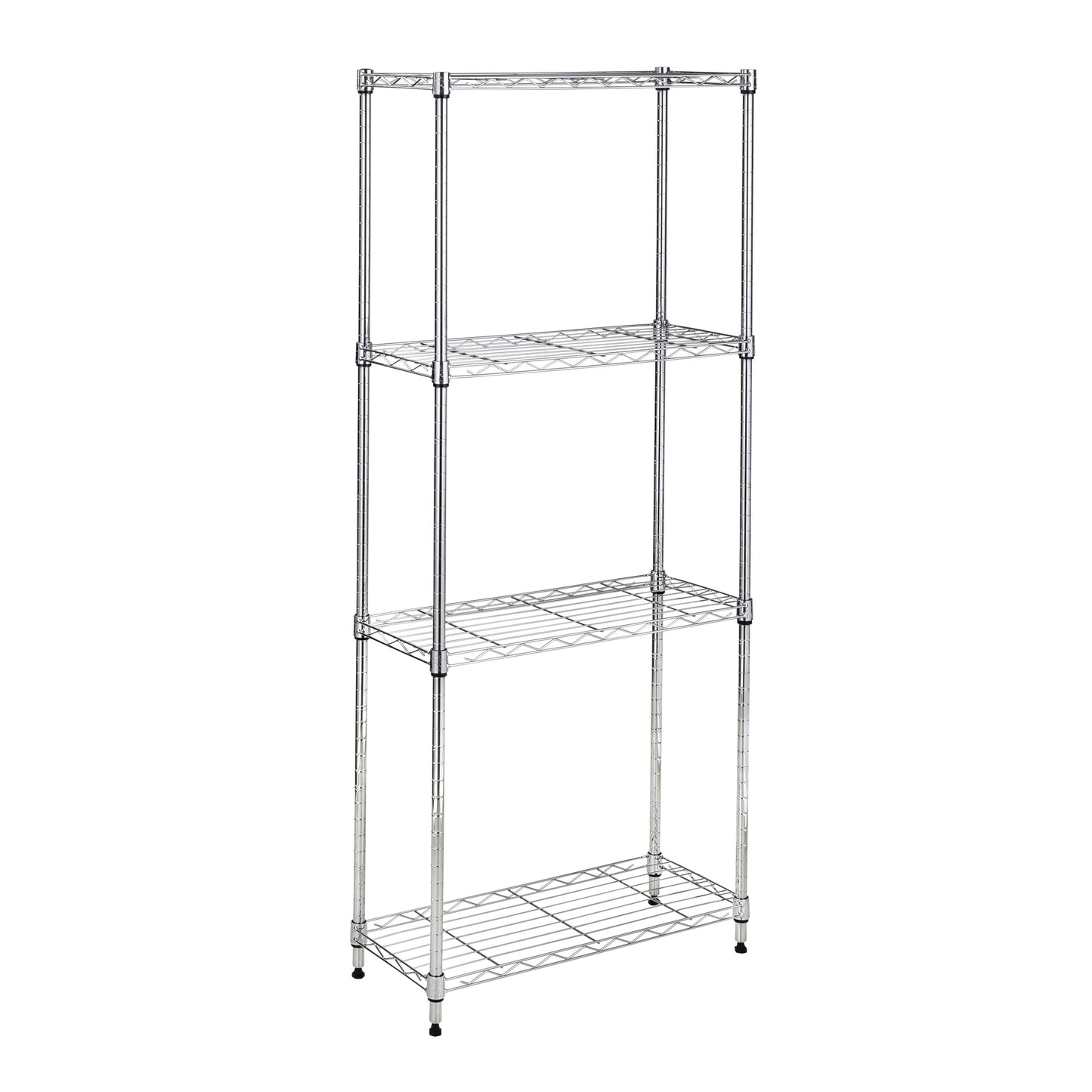 Chrome Steel 4-Tier Slim Profile Shelving Unit