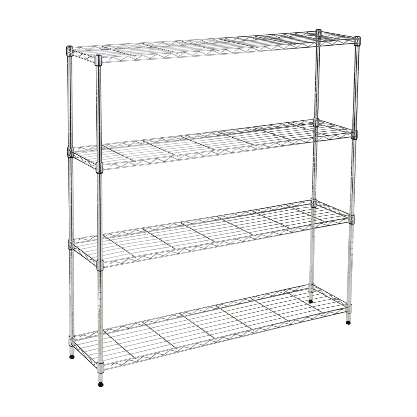 Chrome Steel 4-Tier Slim Profile Wide Shelving Unit