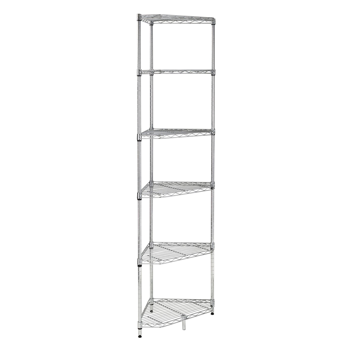 Chrome Steel 6-Tier Compact Corner Shelving Unit