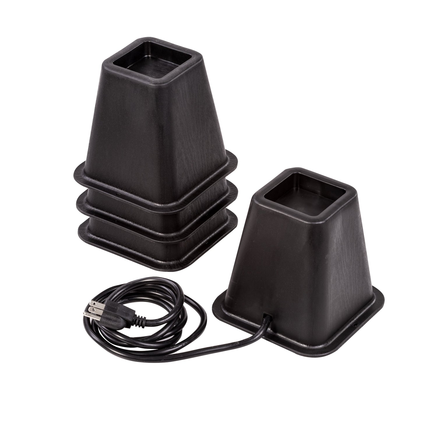 Black 5.5 Bed Risers with Power Outlets & USB Ports (Set of 4)