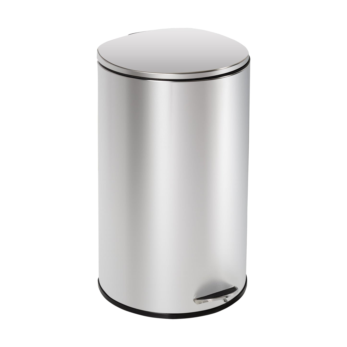 Silver 40L Stainless Steel Semi-Round Step Trash Can with Lid