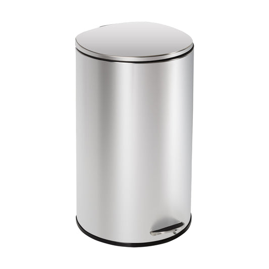 Silver 40L Stainless Steel Semi-Round Step Trash Can with Lid