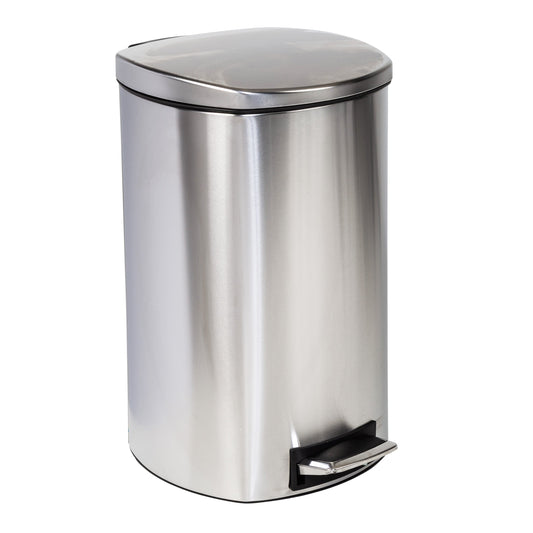 Silver 50L Stainless Steel Soft-Close Step Trash Can with Lid